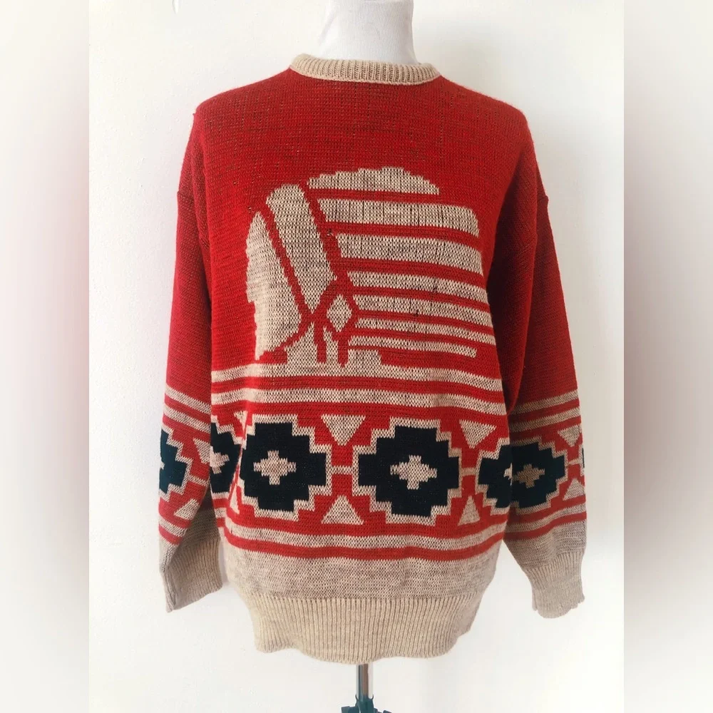 Vintage 70s 80s RARE Pendleton Wool Sweater with Western Motif - Picture 9 of 12